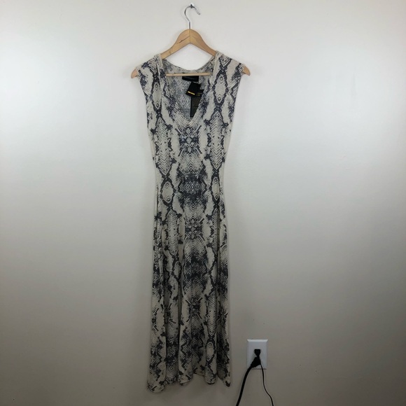 NWT Zadig & Voltaire Deluxe Cashmere Python Silver Metal Hooded maxi dress - Picture 2 of 13